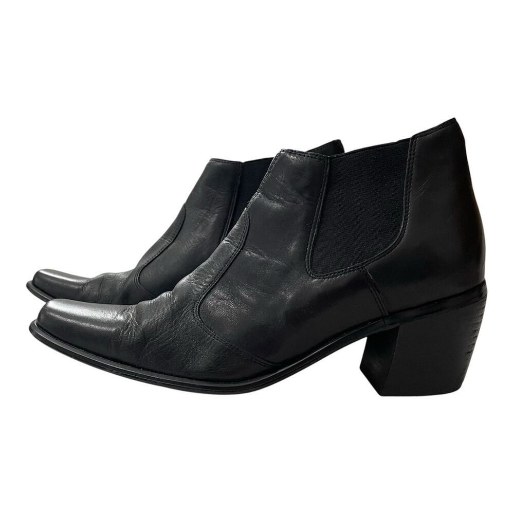 VTG 90s Y2K BASS Square Toe Chunky Heel Ankle Booties Sz 9.5 Women Boots